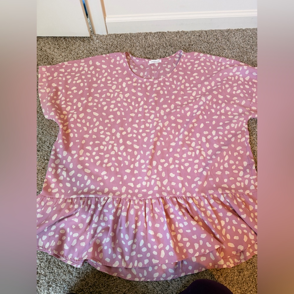 Chic Soul Pink Dot Peplum Blouse